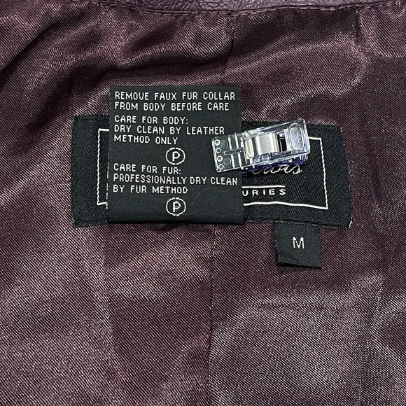 Terry Lewis Leather Jacket M Removable FAUX FUR Collar Whimsigoth Vamp BURGUNDY - Picture 12 of 14